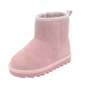 NWT BEARPAW Toddler Jessica Pink Suede Booties with Faux-Fur Lining